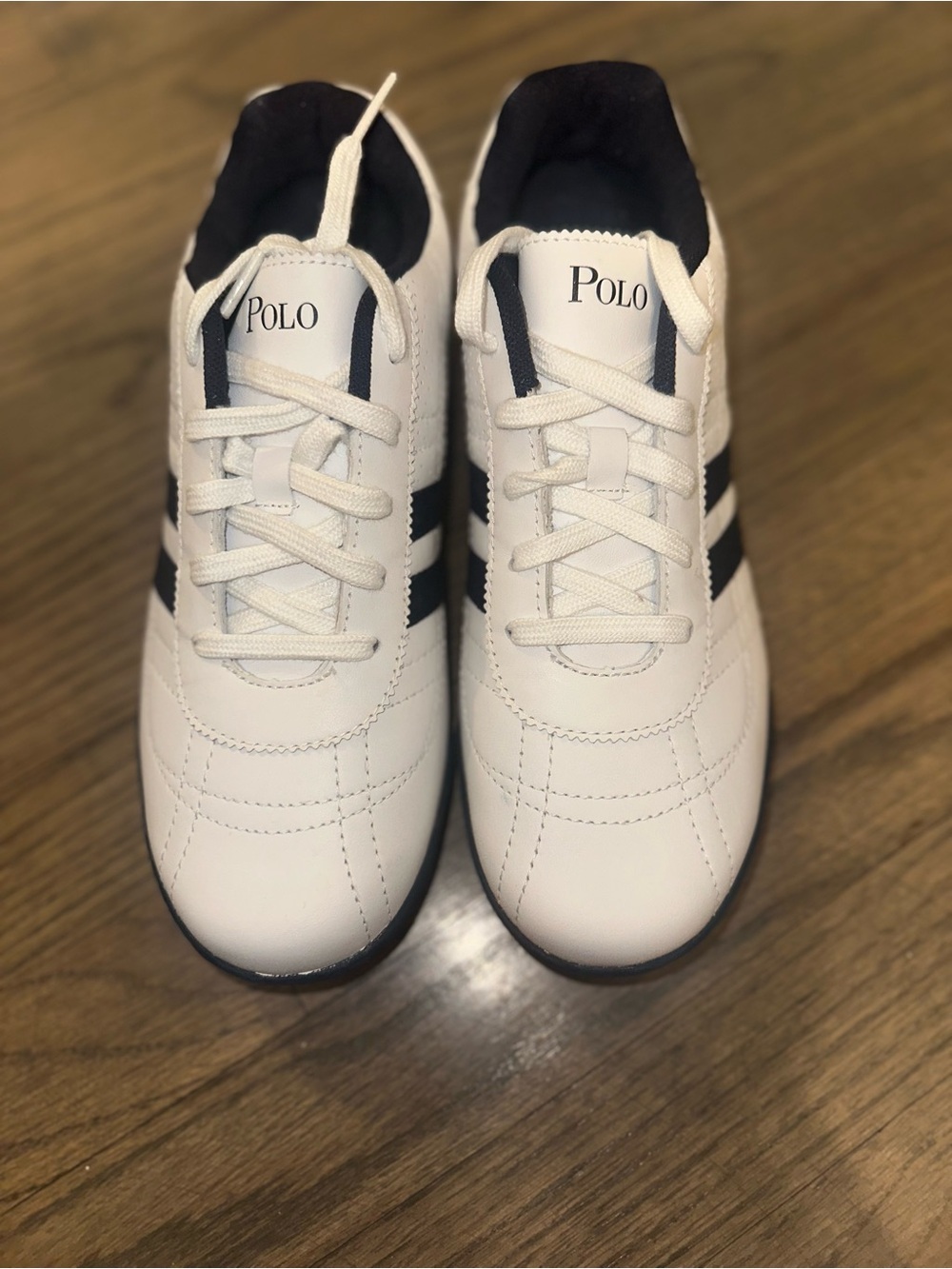 Polo by Ralph Lauren White Sneakers with Navy Stripes